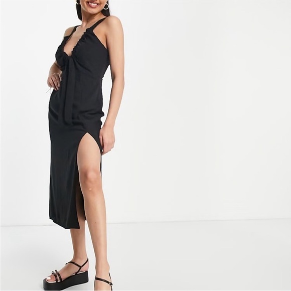 Abercrombie & Fitch Black Midi Dress Large - Picture 2 of 10